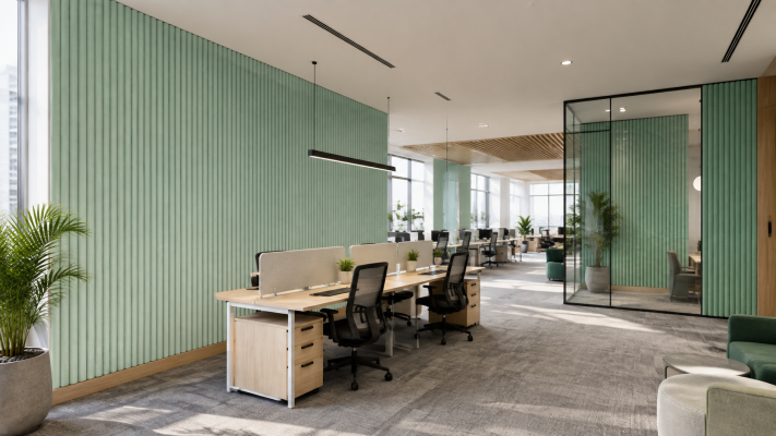 Acoustic Panels installed in an open plan office